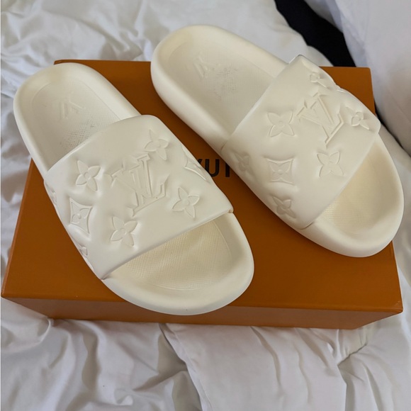 Louis Vuitton Other - Louis Vuitton Cream Embossed Slides